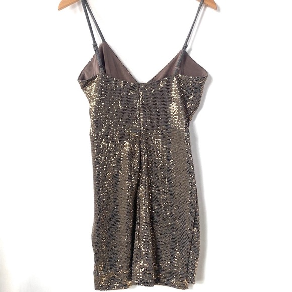 (A2) NEW Cosmopolitan x Dress The Population XOXO Gold Metallic Dress, Sz S,NWOT - Picture 7 of 13